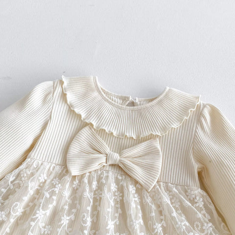 2 pc Baby Girl Spring Lace Overlay Bodysuit Dress