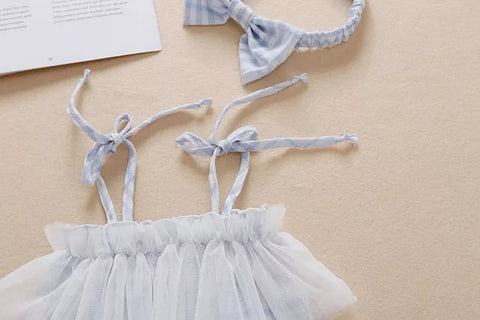 2 Pc Baby Girls Plaid Cami Bodysuit w/ Headband