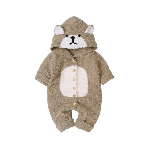 Unisex Baby Knit Fuzzy Bear Romper