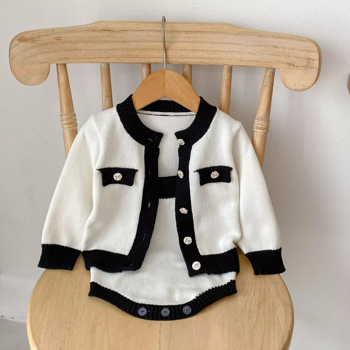 2 Pc Baby Girl Colorblock Chic Cardigan & Bodysuit Set