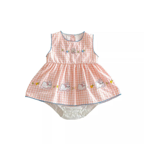 Baby Girl Farmer Plaid Bunny Hop Dress