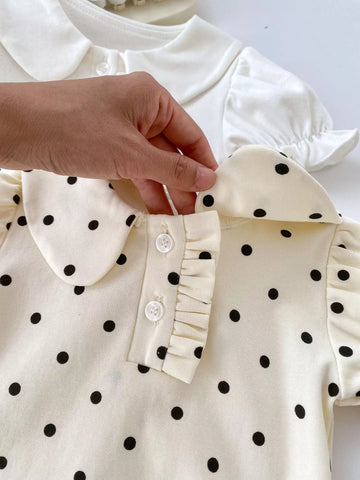2 pc Baby Girl Collar Shirt w/ Ruffle Skirt