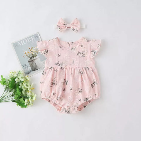 2 pc Baby Girl Ditsy Floral Bodysuit & Headband