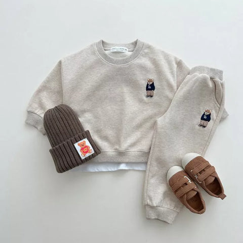 2 Pc Baby Toddler Bear Logo Pullover Sweatsuit