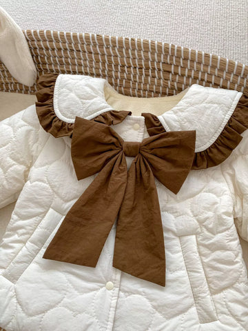 Baby Girl Heart Padded Bow Coat