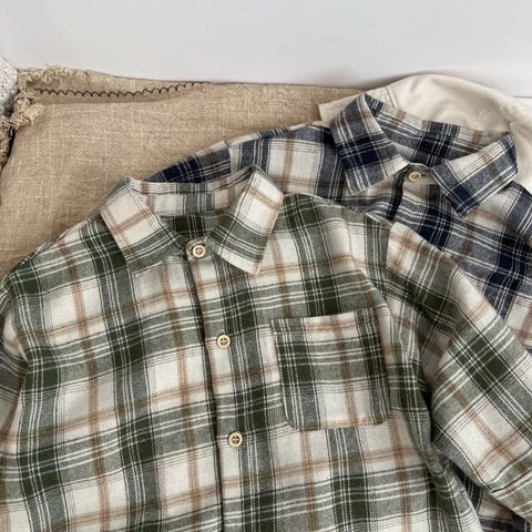 Boys Plaid Print Flannel Shirt