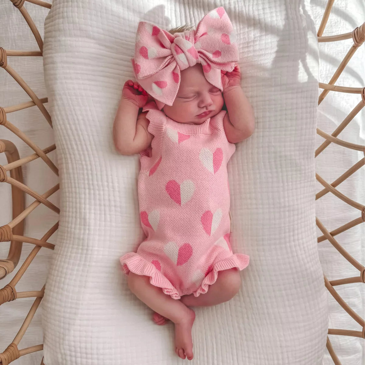 2 Pc Baby Girl Sweet Heart Bodysuit w/ Headband