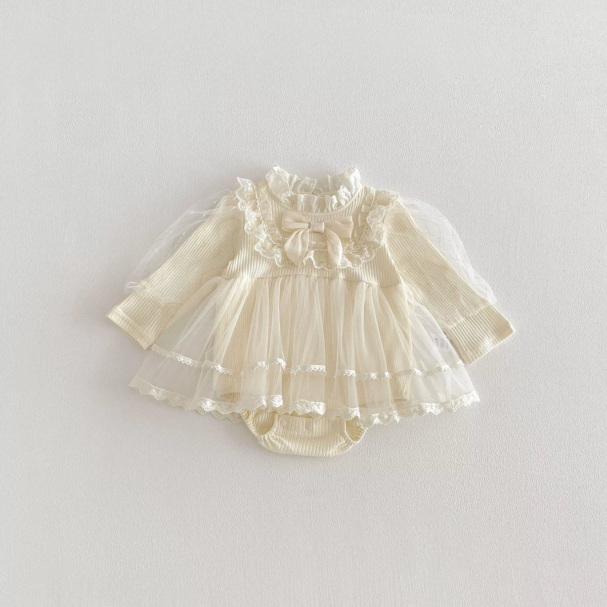 Baby Girl Victorian Tulle Long Sleeve Dress