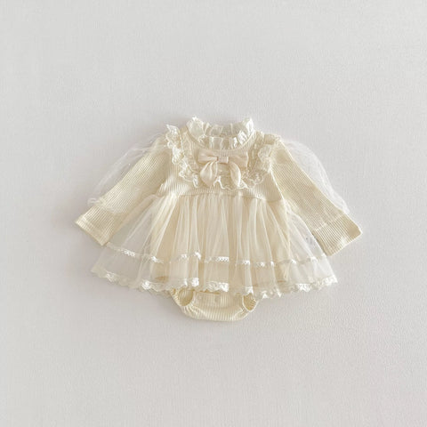 Baby Girl Victorian Tulle Long Sleeve Dress