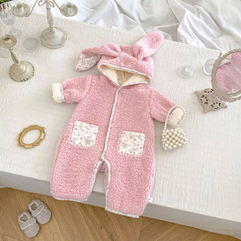 Baby Girl Fleece Easter Rabbit Bunny Romper