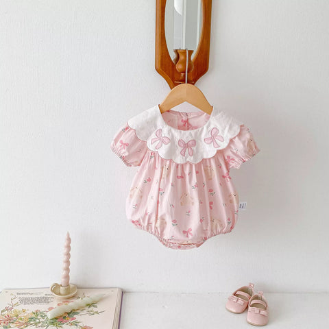 Baby Girl Bunny Bow Collar Bodysuit