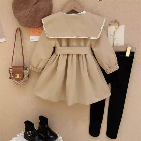 Girl Peter Pan Big Collar Trench Coat