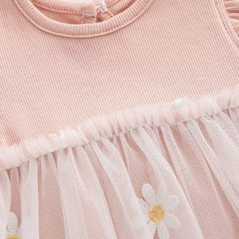 2 pc Baby Girl Sheer Daisy Bodysuit
