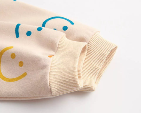 2 Pc Baby Girl Smiley Face Print Sweater Bodysuit