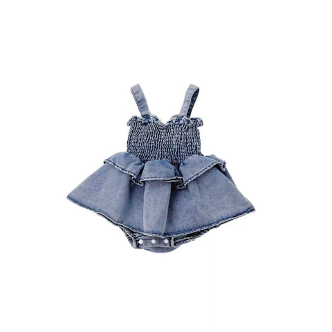 Baby Girl Denim Smocked Bodysuit Dress