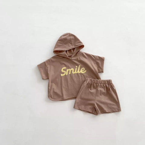 2 Pc Boys Smile Hooded Tee & Shorts Set