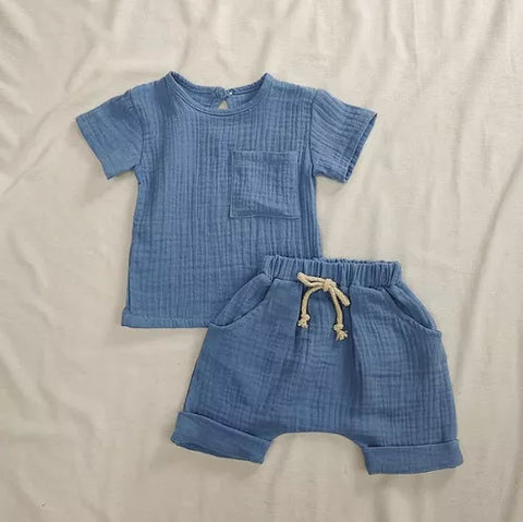 2 Pc Baby Boys Summer Cotton Tee & Short Set