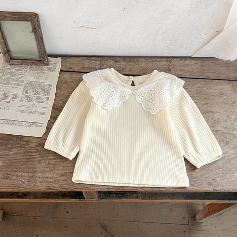 2 Pc Girls Baby Girl Ribbed Lace Collar Set