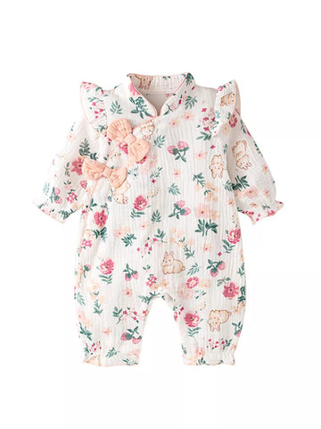 Baby Girl Cotton Bunny Qipao Romper