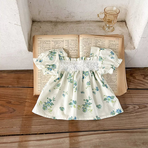 Baby Girl Blue Floral Bodysuit Set