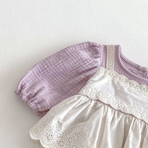 Baby Girl 2 in 1 Lace Overlay Cotton Bodysuit