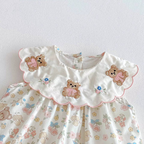 Baby Girl Sweet Teddy Bear Print Bodysuit