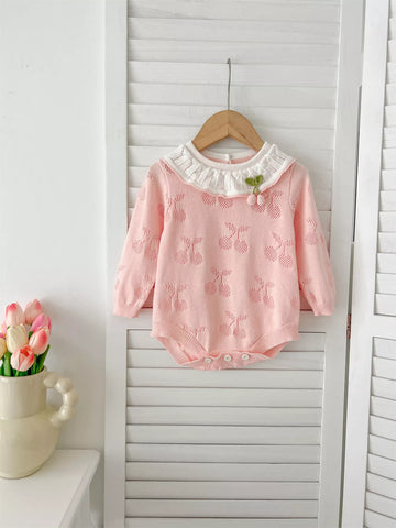 Baby Girl Cherry Knitted Bodysuit