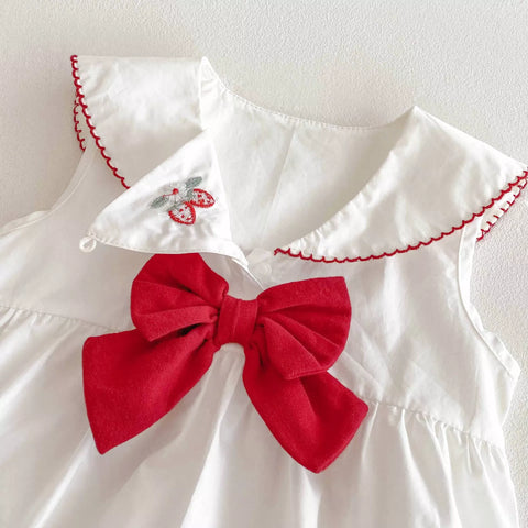 Baby Girl Strawberry Sailor Style Bodysuit