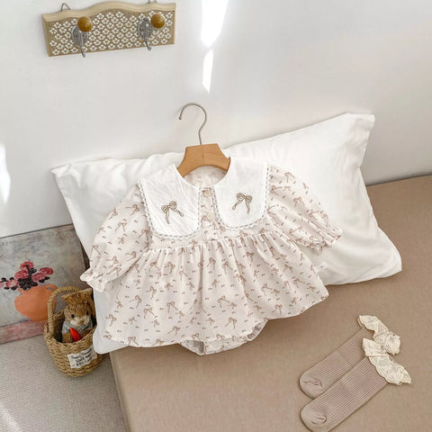 Baby Girl Vintage Ribbon Bodysuit Dress