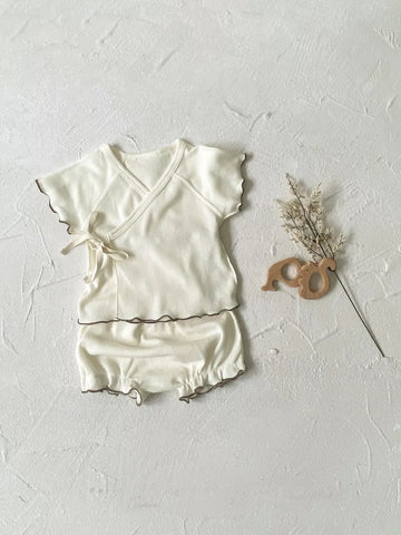 3 Pc Baby Girl Lettuce Edge Waffle Knit Set