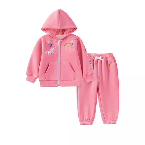 Girls Unicorn Embroidered Hoodie & Sweats Set