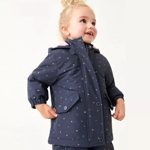 Girl Fleece Mini Hearts Print Jacket
