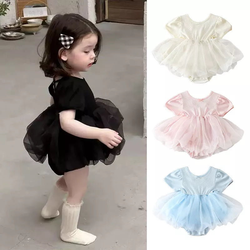 Baby Girl Ballerina Sheer Bubble Skirt Ribbed Bodysuit