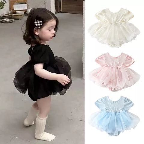 Baby Girl Ballerina Sheer Bubble Skirt Ribbed Bodysuit
