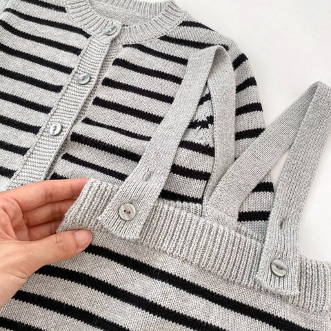 2 Pc Baby Stripe Cardigan & Pants Set