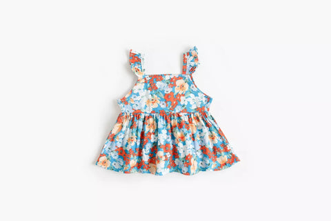 2 Pc Baby Girl Floral Pattern Top & Shorts Set