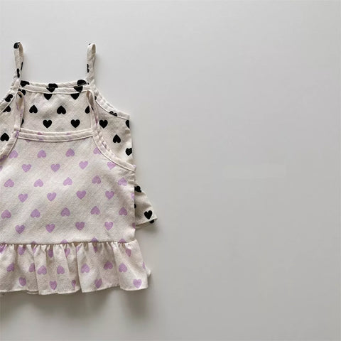 Baby Girls Summer Heart Pattern Tank & Shorts Set
