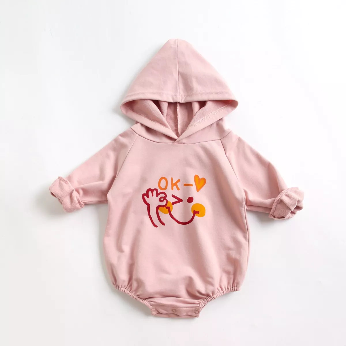 Baby Girl Smile Print Hoodie Bodysuit