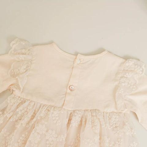 2 Pc Baby Girl Sheer Floral Lace Bodysuit Dress
