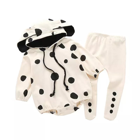 2 Pc Unisex Baby Dalmatian Hoody Bodysuit & Tights Set