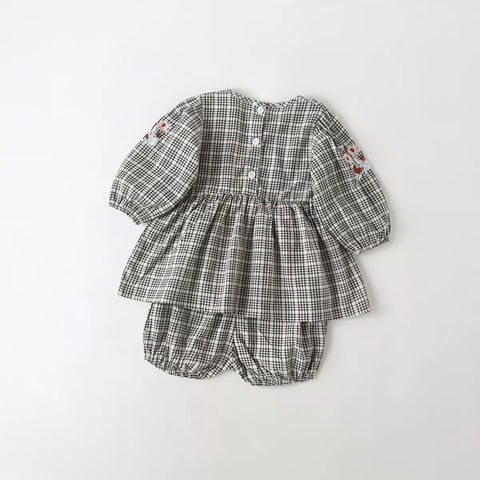 Baby Girl Plaid Peplum Shirt & Shorts Set