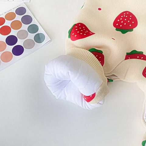 Baby Girl Strawberry Print Fleece Romper
