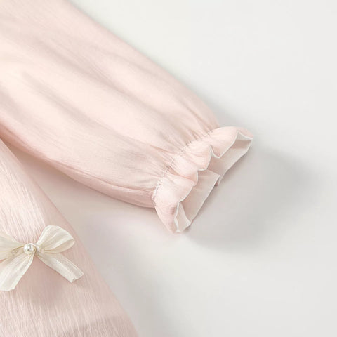 Baby Girl Ribbon Bow Scallop Collar Dress