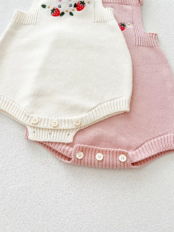 Baby Girl Bunny & Berries Knit Bodysuit