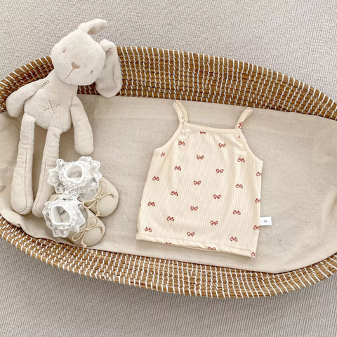 2 Pc Baby Girl Bow Print Cami & Bloomer Shorts Set