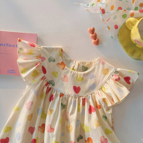 Girls Rainbow Hearts Swing Dress
