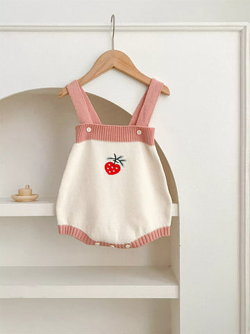2 Pc Baby Girl Strawberry Contrast Cardigan & Bodysuit Set