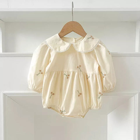 Girls Daisy Embroidery Collar Bodysuit or Dress