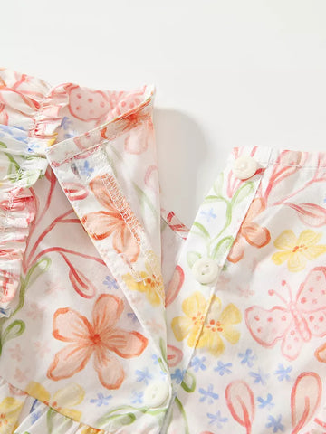 2 Pc Baby Girls Floral Blouse & Leggings Set