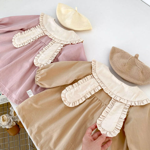 Baby Girl Autumn Rabbit Ear Collar Dress